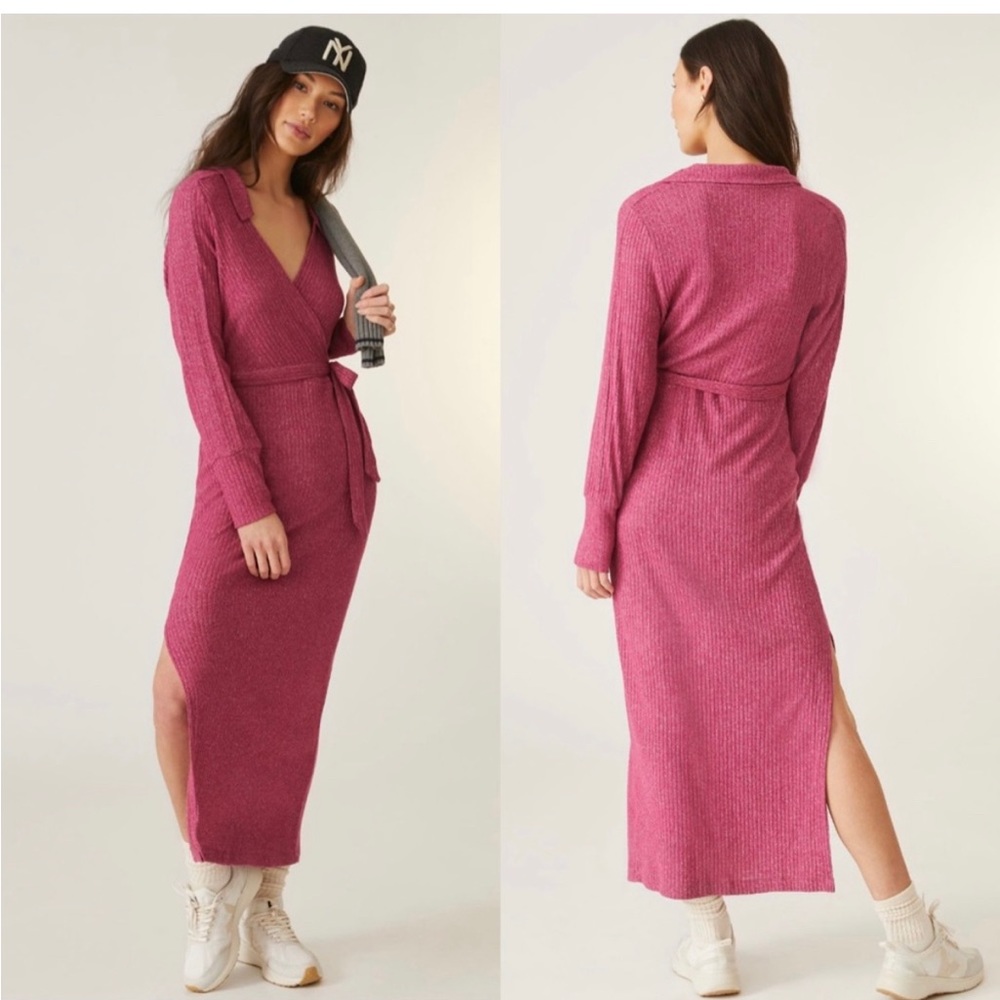 ANTHROPOLOGIE Daily Practice The Minvet Wrap Belted Knit Maxi Dress